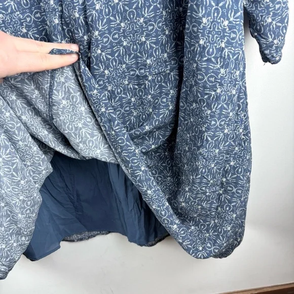 Aritzia Wilfred Oversized Flowy Blue White Patterned Dress Small Boho Cottage - Picture 4 of 10